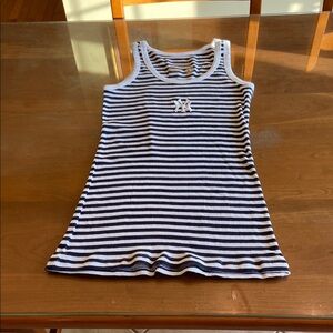 NY Yankees Navy and White Striped Women's Tank Top